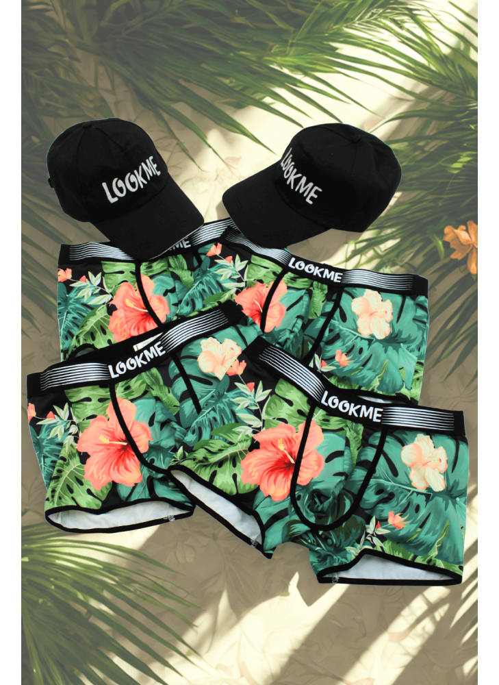 Pack 4 Boxer LM2402-67ARO LOOKME + 2 Casquettes Offertes